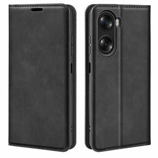 For Honor 60 Pro Retro-skin Magnetic Suction Leather Phone Case(Black)