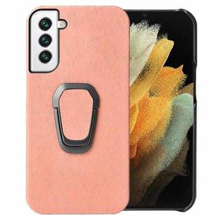 For Samsung Galaxy S22+ 5G Ring Holder Honeycomb PU Phone Case(Pink)