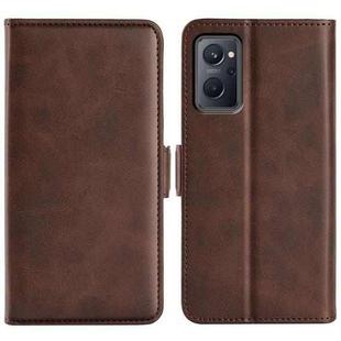 For OPPO Realme 9i Dual-side Magnetic Buckle Leather Phone Case(Brown)