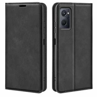 For OPPO Realme 9i Retro-skin Magnetic Suction Leather Phone Case(Black)