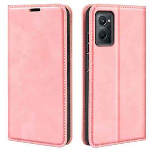 For OPPO Realme 9i Retro-skin Magnetic Suction Leather Phone Case(Pink)