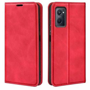 For OPPO Realme 9i Retro-skin Magnetic Suction Leather Phone Case(Red)