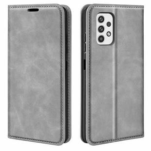 For Samsung Galaxy A23 5G Retro-skin Magnetic Suction Leather Phone Case(Grey)