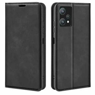 For OPPO Realme 9 Pro Retro-skin Magnetic Suction Leather Phone Case(Black)