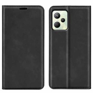 For OPPO Realme C35 Retro-skin Magnetic Suction Leather Phone Case(Black)