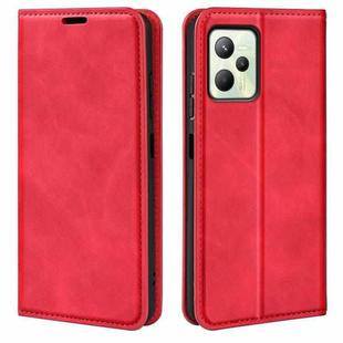 For OPPO Realme C35 Retro-skin Magnetic Suction Leather Phone Case(Red)