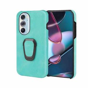 For Motorola Moto Edge X30 Ring Holder PU Phone Case(Mint Green)