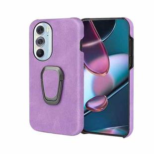 For Motorola Moto Edge X30 Ring Holder PU Phone Case(Purple)