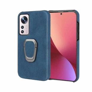 Ring Holder PU Phone Case For Xiaomi 12 Pro(Blue)