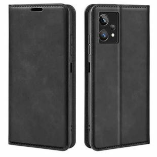 For OPPO Realme 9 Pro+ Retro-skin Magnetic Suction Leather Phone Case(Black)