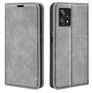 For OPPO Realme 9 Pro+ Retro-skin Magnetic Suction Leather Phone Case(Grey)