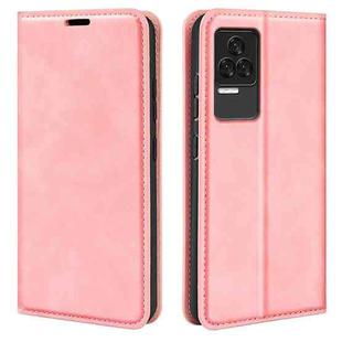 For Xiaomi Redmi K50 Pro  Retro-skin Magnetic Suction Leather Phone Case(Pink)
