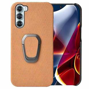 For Motorola Moto Edge S30 Ring Holder Honeycomb PU Phone Case(Orange)