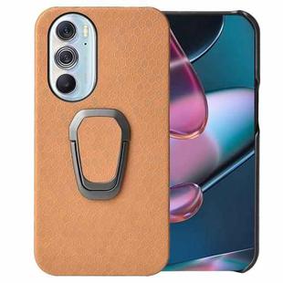Ring Holder Honeycomb PU Phone Case For Motorola Edge X30(Orange)