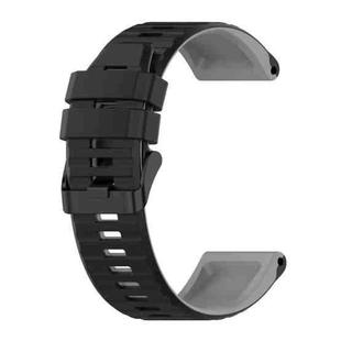 For Garmin Fenix 7 22mm Silicone Mixing Color Watch Band(Black+grey)