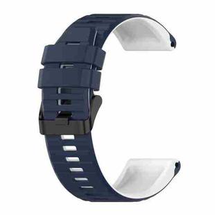 For Garmin Fenix 7 22mm Silicone Mixing Color Watch Band(Blue+white)