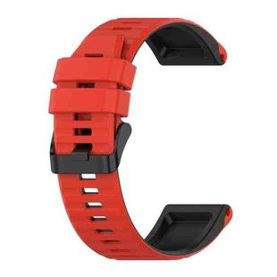For Garmin Fenix 6  22mm Silicone Mixing Color Watch Band(Red+black)