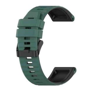 For Garmin Fenix 6X Pro 26mm Silicone Mixing Color Watch Band(Dark Green+Black)