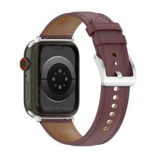 22mm Top Layer Cowhide Sewing Strap For Apple Watch Series 8&7 41mm / SE 2&6&SE&5&4 40mm / 3&2&1 38mm(Dark Brown)