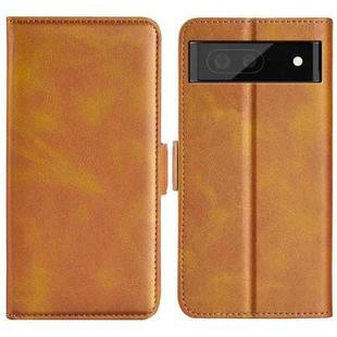 For Google Pixel 7 Dual-side Magnetic Buckle Leather Phone Case(Yellow)