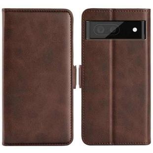 For Google Pixel 7 Dual-side Magnetic Buckle Leather Phone Case(Brown)