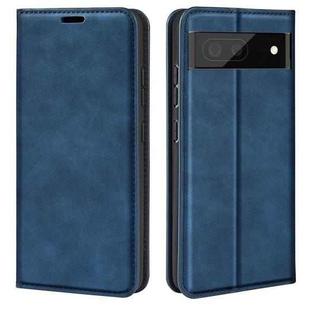 For Google Pixel 7 Retro-skin Magnetic Suction Leather Phone Case(Dark Blue)