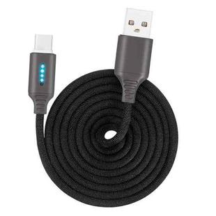 Micro USB Interface Zinc Alloy Marquee Luminous Intelligent Automatic Power off Charging Data Cable(black)