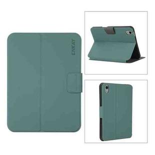 For iPad mini 6 ENKAY Leather Stand Smart Tablet Case(Dark Green)