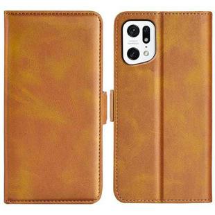 For OPPO Find X5 Dual-side Magnetic Buckle Leather Phone Case(Yellow)