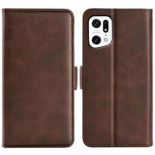 For OPPO Find X5 Dual-side Magnetic Buckle Leather Phone Case(Brown)