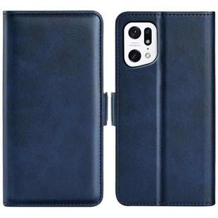 For OPPO Find X5 Dual-side Magnetic Buckle Leather Phone Case(Dark Blue)