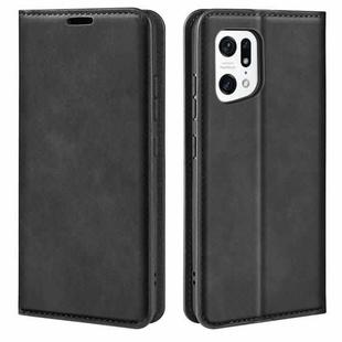 For OPPO Find X5 Retro-skin Magnetic Suction Leather Phone Case(Black)