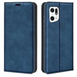 For OPPO Find X5 Retro-skin Magnetic Suction Leather Phone Case(Dark Blue)