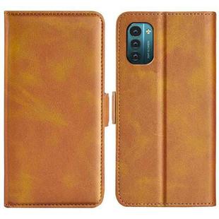 For Nokia G11/G21 Dual-side Magnetic Buckle Leather Phone Case(Yellow)
