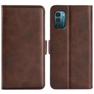 For Nokia G11/G21 Dual-side Magnetic Buckle Leather Phone Case(Brown)