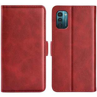 For Nokia G11/G21 Dual-side Magnetic Buckle Leather Phone Case(Red)
