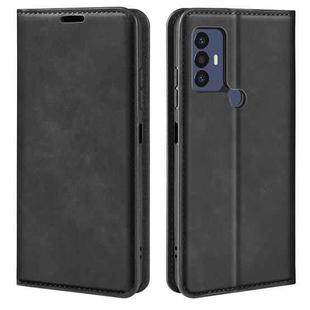 For TCL 30 SE/305/306 Retro-skin Magnetic Suction Leather Phone Case(Black)