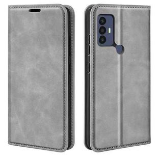 For TCL 30 SE/305/306 Retro-skin Magnetic Suction Leather Phone Case(Grey)