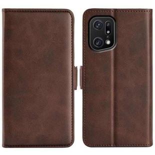 For OPPO Find X5 Pro Dual-side Magnetic Buckle Leather Phone Case(Brown)