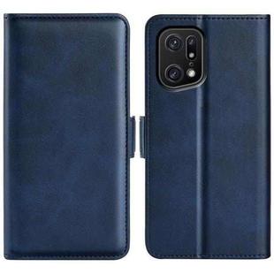 For OPPO Find X5 Pro Dual-side Magnetic Buckle Leather Phone Case(Dark Blue)