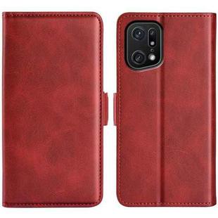 For OPPO Find X5 Pro Dual-side Magnetic Buckle Leather Phone Case(Red)