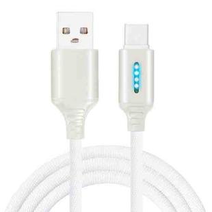 USB-C / Type-C Interface Zinc Alloy Marquee Luminous Intelligent Automatic Power off Charging Data Cable(white)