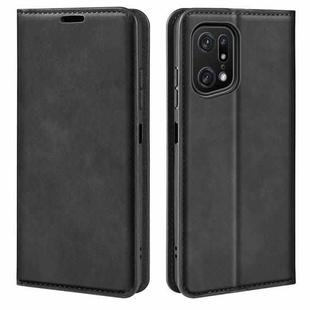 For OPPO Find X5 Pro Retro-skin Magnetic Suction Leather Phone Case(Black)