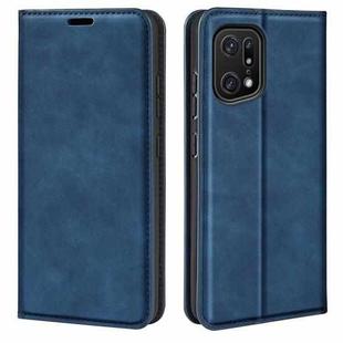 For OPPO Find X5 Pro Retro-skin Magnetic Suction Leather Phone Case(Dark Blue)