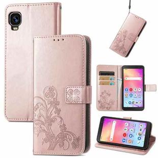 For TCL A509DL / A3 Four-leaf Clasp Embossed Leather Phone Case(Rose Gold)