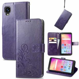 For TCL A509DL / A3 Four-leaf Clasp Embossed Leather Phone Case(Purple)