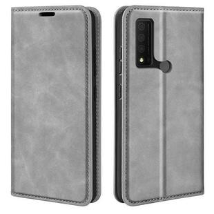 For TCL 30 V 5G Retro-skin  Magnetic Suction Leather Phone Case(Grey)