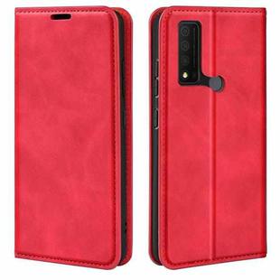 For TCL 30 V 5G Retro-skin  Magnetic Suction Leather Phone Case(Red)