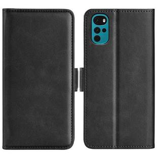 For Motorola Moto G22 4G Dual-side Magnetic Buckle Horizontal Flip Leather Phone Case(Black)