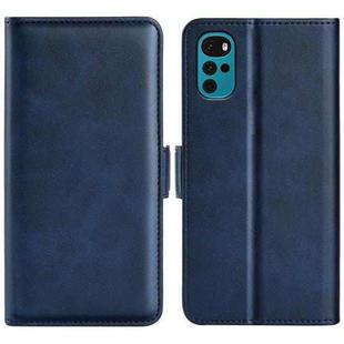 For Motorola Moto G22 4G Dual-side Magnetic Buckle Horizontal Flip Leather Phone Case(Dark Blue)